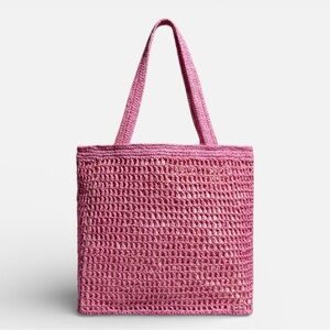 Madewell Transport Straw Tote Retro Pink Paper Raffia Bag